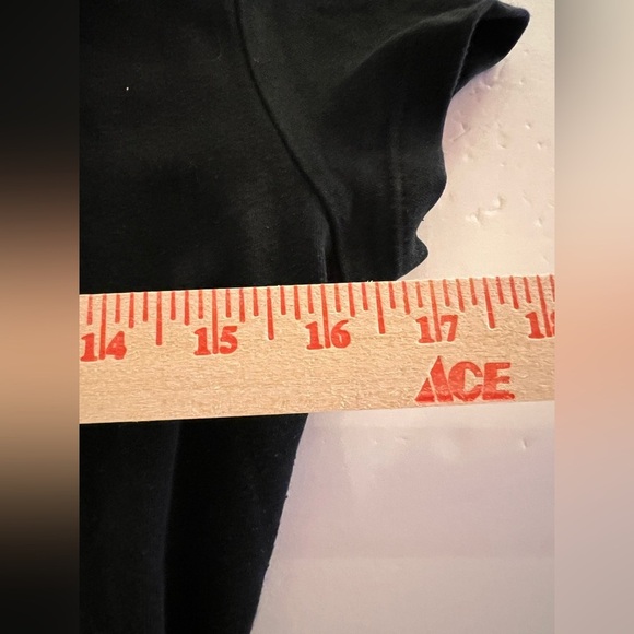 VINTAGE 90s Bebe black v-neck tshirt logo rhinestones sz L made in USA retro - Picture 7 of 11